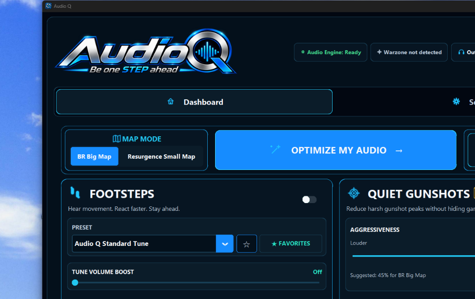Audio Q dashboard